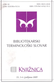 Digitalna vsebina dCOBISS (Bibliotekarski terminološki slovar)