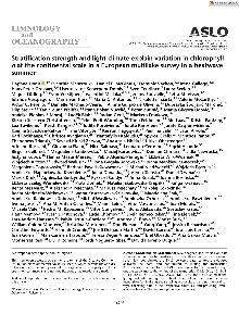 Digitalna vsebina dCOBISS (Stratification strength and light climate explain variation in chlorophyll a at the continental scale in a European multilake survey in a heatwave summer)