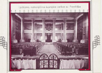 Digitalna vsebina dCOBISS (Ljubljana, notranjščina župnijske cerkve sv. Frančiška [Slikovno gradivo] : (1925-1927) = Ljubljana, l'interieur de l'église paroissiale de St. Francois-d'Assise)