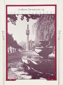Digitalna vsebina dCOBISS (Ljubljana, Šentjakobski trg z Marijinim stebrom [Slikovno gradivo] : (1927, 1938) = Ljubljana, la Place St. Jacques avec la colonne de la Vierge)