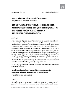 Digitalna vsebina dCOBISS (Structural positions, hierarchies, and perceptions of gender equality : insight from a Slovenian research organisation)