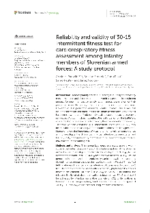 Digitalna vsebina dCOBISS (Reliability and validity of 30-15 intermittent fitness test for cardiorespiratory fitness assessment among infantry members of Slovenian armed forces [Elektronski vir] : a study protocol)