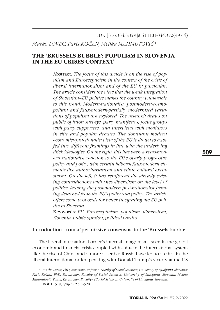 Digitalna vsebina dCOBISS (The 'Brussels bubble' : populism in Slovenia in the EU crises context)