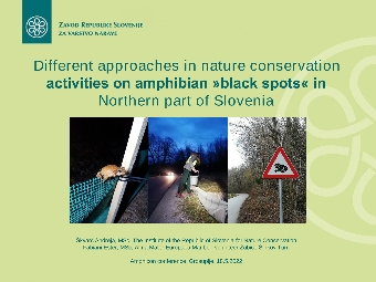 Digitalna vsebina dCOBISS (Different approaches in nature conservation activities on amphibian »black spots« in Northern part of Slovenia : Amphicon conference , Grosuplje, 18. 5. 2022 / Škvarč Andreja, Fabiani Ester, volunteer Žabice Šinkov Turn)