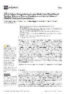 Digitalna vsebina dCOBISS (All-cellulose composite laminates made from wood-based textiles [Elektronski vir] : effects of process conditions and the addition of TEMPO-oxidized nanocellulose)