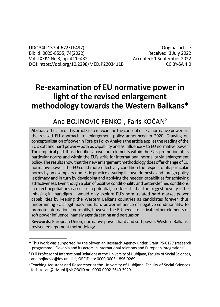 Digitalna vsebina dCOBISS (Re-examination of EU normative power in light of the revised enlargement methodology towards the Western Balkans)