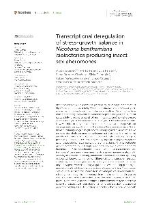 Digitalna vsebina dCOBISS (Transcriptional deregulation of stress-growth balance in Nicotiana benthamiana biofactories producing insect sex pheromones [Elektronski vir])