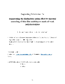 Digitalna vsebina dCOBISS (Suppressing the Hofmeister anion effect by thermal annealing of thin-film multilayers made of weak polyelectrolytes [Elektronski vir] / Tin Klačić, Klemen Bohinc, Davor Kovačević)