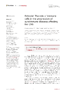 Digitalna vsebina dCOBISS (Editorial [Elektronski vir] : The role of immune cells in the progression of autoimmune diseases affecting the CNS / Czeslawa Kowal, Jelka Pohar and Flora Zavala)