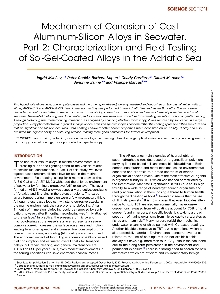 Digitalna vsebina dCOBISS (Mechanism of corrosion of cast aluminum-silicon alloys in seawater. Part 2, Characterization and field testing of sol-gel-coated alloys in the Adriatic Sea [Elektronski vir] / Ingrid Milošev ... [et al.])