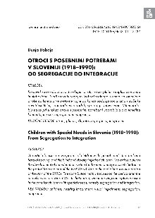 Digitalna vsebina dCOBISS (Otroci s posebnimi potrebami v Sloveniji (1918-1990) : od segregacije do integracije)