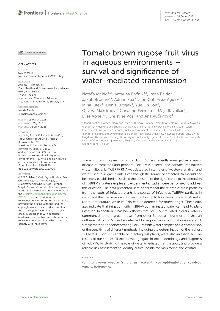 Digitalna vsebina dCOBISS (Tomato brown rugose fruit virus in aqueous environments [Elektronski vir] : survival and significance of water-mediated transmission)