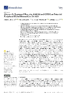 Digitalna vsebina dCOBISS (Aberrantly expressed hsa_circ_0060762 and CSE1L as potential peripheral blood biomarkers for ALS [Elektronski vir])