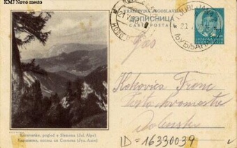 Digitalna vsebina dCOBISS (Karavanke, pogled s Slemena (Jul. Alpe) [Slikovno gradivo] = Karavanke, pogled sa Slemena (Jul. Alpe) : kraljevina Jugoslavija : dopisnica = carte postale)