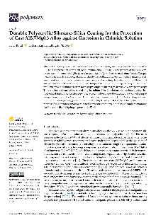 Digitalna vsebina dCOBISS (Durable polyacrylic/siloxane-silica coating for the protection of cast AlSi7Mg0.3 alloy against corrosion in chloride solution [Elektronski vir] / Peter Rodič, Barbara Kapun and  Ingrid Milošev)
