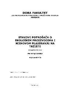 Digitalna vsebina dCOBISS (Stavovi potrošača o ekološkim proizvodima i njihovom plasiranju na tržište [Elektronski vir] : magistarski rad)