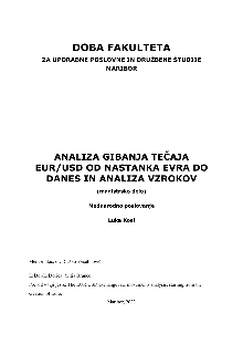 Digitalna vsebina dCOBISS (Analiza gibanja tečaja EUR/USD od nastanka evra do danes in analiza vzrokov [Elektronski vir] : magistrsko delo)