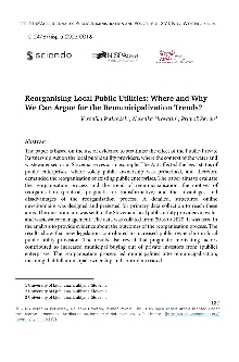 Digitalna vsebina dCOBISS (Reorganising local public utilities [Elektronski vir] : where and why we can argue for the remunicipalization trends?)