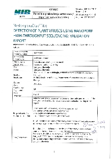 Digitalna vsebina dCOBISS (Detection of plant viruses using nanopore highthroughput sequencing [Elektronski vir] : validation report : report on suitability testing : poročilo o preizkušanju ustreznosti)