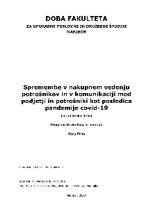 Digitalna vsebina dCOBISS (Spremembe v nakupnem vedenju potrošnikov in v komunikaciji med podjetji in potrošniki kot posledica pandemije Covid-19 [Elektronski vir] : magistrsko delo)