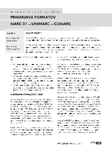 Digitalna vsebina dCOBISS (Primerjava formatov MARC 21 - UNIMARC - COMARC)