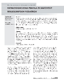 Digitalna vsebina dCOBISS (Katalogizacijska pravila in kakovost bibliografskih podatkov)