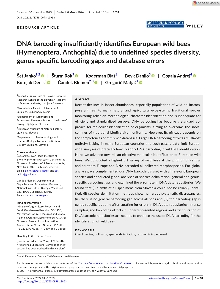 Digitalna vsebina dCOBISS (DNA barcoding insufficiently identifies European wild bees (Hymenoptera, Anthophila) due to undefined species diversity, genus-specific barcoding gaps and database errors)