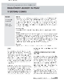 Digitalna vsebina dCOBISS (Različnost jezikov in pisav v sistemu COBISS)