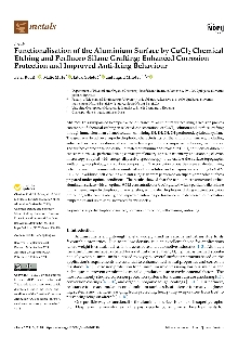 Digitalna vsebina dCOBISS (Functionalisation of the aluminium surface by cucl2 chemical etching and perfluoro silane grafting [Elektronski vir] : enhanced corrosion protection and improved anti-icing behaviour / Peter Rodič ... [et al.])