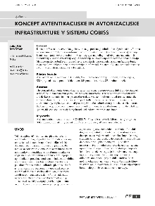 Digitalna vsebina dCOBISS (Koncept avtentikacijske in avtorizacijske infrastrukture v sistemu COBISS)
