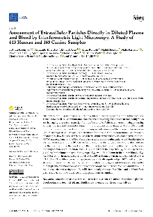 Digitalna vsebina dCOBISS (Assessment of extracellular particles directly in diluted plasma and blood by interferometric light microscopy [Elektronski vir] : a study of 613 human and 163 canine samples / Boštjan Korenjak ... [et al.])