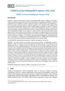 Digitalna vsebina dCOBISS (COBIB.SI: prirast bibliografskih zapisov v letu 2018 [Elektronski vir] = COBIB.SI: increment of bibliographic records in 2018)