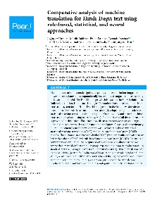 Digitalna vsebina dCOBISS (Comparative analysis of machine translation for Hindi-Dogri text using rule-based, statistical, and neural approaches [Elektronski vir] / Joginder Kumar ... [et al.])