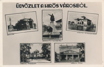 Digitalna vsebina dCOBISS (Üdvözlet a hirös városbol [Slikovno gradivo] : Szinhas : Kossuth szobor : Széktói Strandfurdo : Városi múzeum : Városi múzeum)