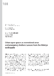Digitalna vsebina dCOBISS (Mestni odprti prostori kot rekreacijska območja in zatočišča v primeru izrednih razmer : spoznanja po potresu v Malatyi = Urban open spaces as recreational areas and emergency shelters : lessons from the Malatya earthquake / Sahar Pouya Sönmez, Gamze Öner, Sima Pouya)