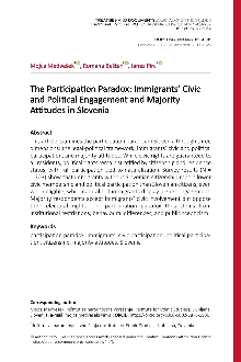 Digitalna vsebina dCOBISS (The participation paradox : immigrants’ civic and political engagement and majority attitudes in Slovenia / Mojca Medvešek, Romana Bešter, Janez Pirc)