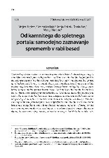 Digitalna vsebina dCOBISS (Od kamnitega do spletnega portala: samodejno zaznavanje sprememb v rabi besed [Elektronski vir] : samodejno zaznavanje sprememb v rabi besed / Mojca Brglez ... [et al.])