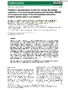 Digitalna vsebina dCOBISS (Precision transcriptomics of viral foci reveals the spatial regulation of immune-signaling genes and identifies RBOHD as an important player in the incompatible interaction between potato virus Y and potato)