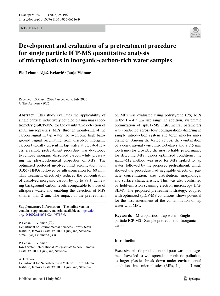 Digitalna vsebina dCOBISS (Development and evaluation of a pretreatment procedure for single particle ICP-MS quantitative analysis of microplastics in inorganic-carbon-rich water samples [Elektronski vir] / Pia Leban, Aljaž Iveković, Janja Vidmar)
