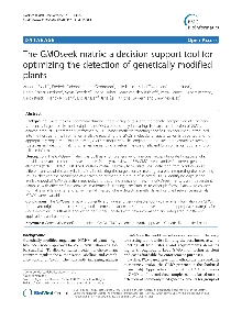 Digitalna vsebina dCOBISS (The GMOseek matrix [Elektronski vir] : a decision support tool for optimizing the detection of genetically modified plants)