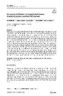 Digitalna vsebina dCOBISS (On association between the research performance of academic advisors and their PhD students [Elektronski vir] / Sandi Klavžar ... [et al.])