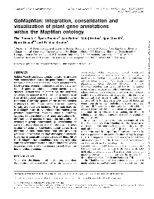 Digitalna vsebina dCOBISS (GoMapMan : integration, consolidation and visualization of plant gene annotations within the MapMan ontology)