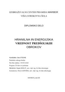 Digitalna vsebina dCOBISS (Hranilna in energijska vrednost predšolskih obrokov : diplomsko delo)