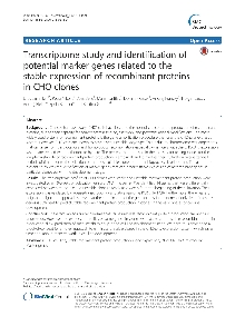 Digitalna vsebina dCOBISS (Transcriptome study and identification of potential marker genes related to the stable expression of recombinant proteins in CHO clones [Elektronski vir])