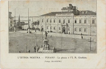 Digitalna vsebina dCOBISS (LʹIstria nostra [Slikovno gradivo] : Pirano : la piazza e lʹI. R. Giudizio)