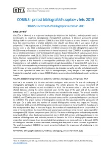 Digitalna vsebina dCOBISS (COBIB.SI: prirast bibliografskih zapisov v letu 2019 [Elektronski vir] = COBIB.SI: Increment of bibliographic records in 2019)