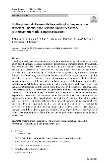 Digitalna vsebina dCOBISS (On the potential of ensemble forecasting for the prediction of meteotsunamis in the Balearic Islands : sensitivity to atmospheric model parameterizations)