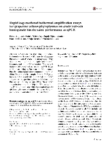 Digitalna vsebina dCOBISS (Rapid loop-mediated isothermal amplification assays for grapevine yellows phytoplasmas on crude leaf-vein homogenate has the same performance as qPCR / Polona Kogovšek ... [et al.])