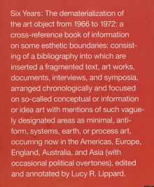 Digitalna vsebina dCOBISS (Six years : the dematerialization of the art object from 1966 to 1972 : a cross-reference book of information on some esthetic boundaries / edited and annotated by Lucy R. Lippard)