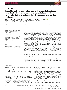 Digitalna vsebina dCOBISS (The pattern of 1-aminocyclopropane-1-carboxylate oxidase induction in the tomato leaf petiole abscission zone is independent of expression of the ribonuclease-LX-encoding LeLX gene)